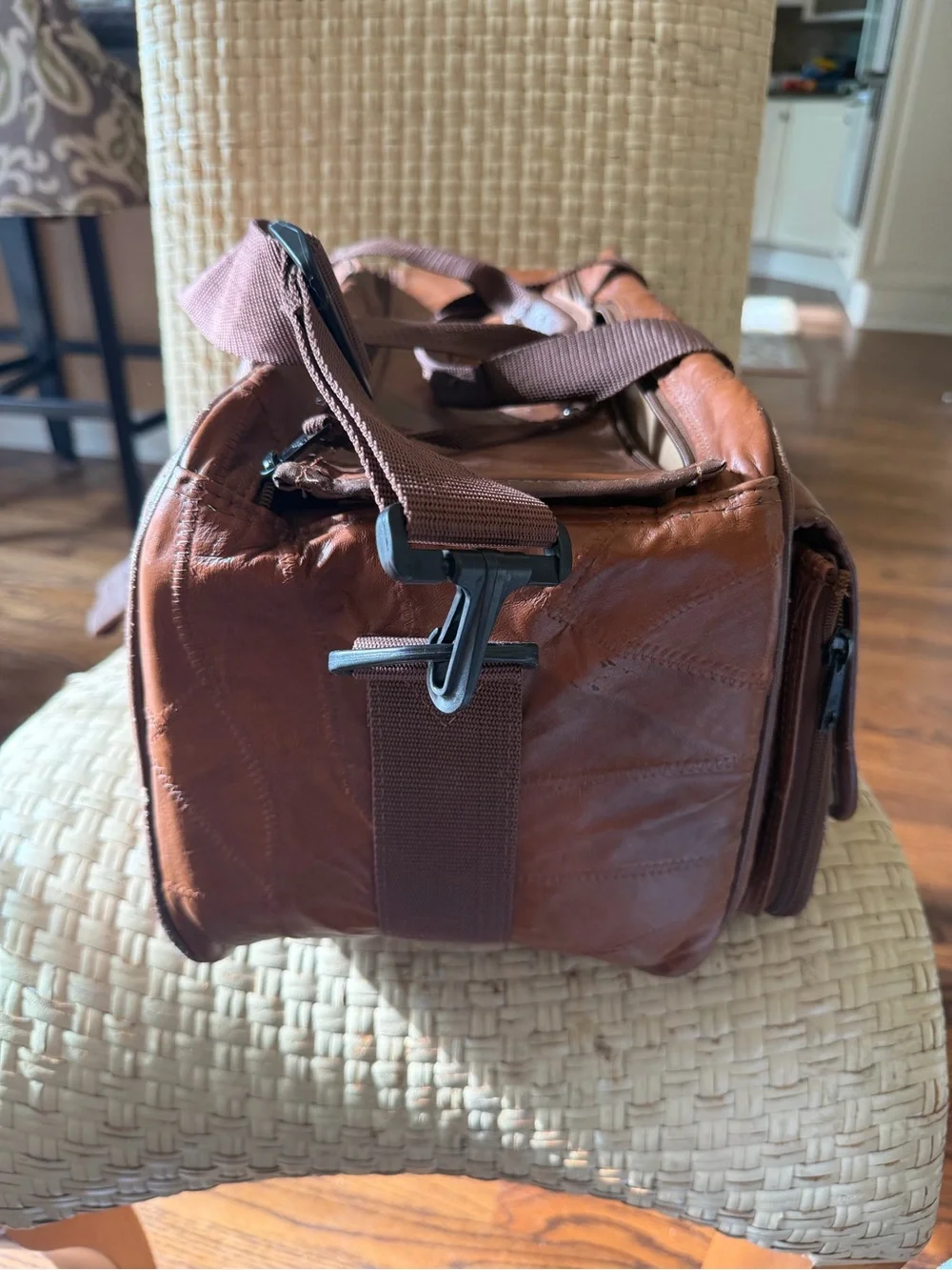 Coaster Brown Large Leather camera Bag Duffle Bag